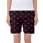 Polka Dots - Dark Red on Black Women s Basketball Shorts