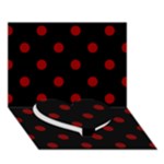 Polka Dots - Dark Red on Black Heart Bottom 3D Greeting Card (7x5)