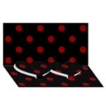 Polka Dots - Dark Red on Black Twin Heart Bottom 3D Greeting Card (8x4)