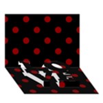 Polka Dots - Dark Red on Black LOVE Bottom 3D Greeting Card (7x5)