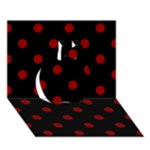 Polka Dots - Dark Red on Black Apple 3D Greeting Card (7x5)