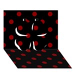 Polka Dots - Dark Red on Black Clover 3D Greeting Card (7x5)