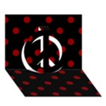 Polka Dots - Dark Red on Black Peace Sign 3D Greeting Card (7x5)