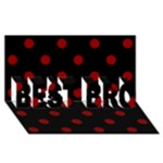 Polka Dots - Dark Red on Black BEST BRO 3D Greeting Card (8x4)