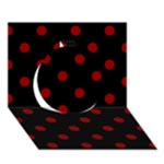 Polka Dots - Dark Red on Black Circle 3D Greeting Card (7x5)