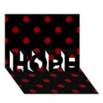 Polka Dots - Dark Red on Black HOPE 3D Greeting Card (7x5)