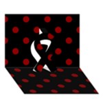 Polka Dots - Dark Red on Black Ribbon 3D Greeting Card (7x5)