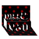 Polka Dots - Dark Red on Black Miss You 3D Greeting Card (7x5)