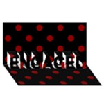 Polka Dots - Dark Red on Black ENGAGED 3D Greeting Card (8x4)