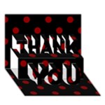 Polka Dots - Dark Red on Black THANK YOU 3D Greeting Card (7x5)