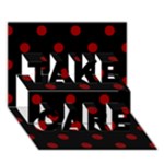 Polka Dots - Dark Red on Black TAKE CARE 3D Greeting Card (7x5)