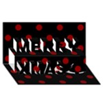 Polka Dots - Dark Red on Black Merry Xmas 3D Greeting Card (8x4)