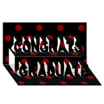 Polka Dots - Dark Red on Black Congrats Graduate 3D Greeting Card (8x4)