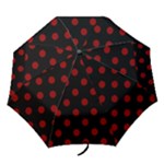 Polka Dots - Dark Red on Black Folding Umbrella