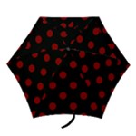 Polka Dots - Dark Red on Black Mini Umbrella