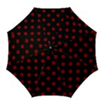 Polka Dots - Dark Red on Black Golf Umbrella