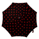 Polka Dots - Dark Red on Black Hook Handle Umbrella (Medium)