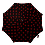 Polka Dots - Dark Red on Black Hook Handle Umbrella (Small)