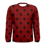 Polka Dots - Black on Maroon Red Men s Long Sleeve T-shirt