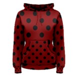 Polka Dots - Black on Maroon Red Women s Pullover Hoodie