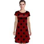 Polka Dots - Black on Maroon Red Cap Sleeve Nightdress