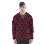 Polka Dots - Black on Bulgarian Rose Red Hooded Wind Breaker (Men)