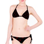 Polka Dots - Bulgarian Rose Red on Black Bikini Set