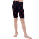 Polka Dots - Bulgarian Rose Red on Black Kid s Mid Length Swim Shorts