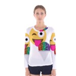 glitter wink emoji  Women s Long Sleeve Tee