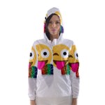 glitter wink emoji  Hooded Wind Breaker (Women)