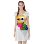 glitter wink emoji  Short Sleeve Skater Dress