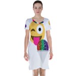 glitter wink emoji  Short Sleeve Nightdress