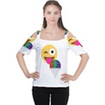 glitter wink emoji  Women s Cutout Shoulder Tee