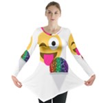 glitter wink emoji  Long Sleeve Tunic 