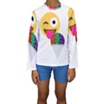 glitter wink emoji  Kids  Long Sleeve Swimwear