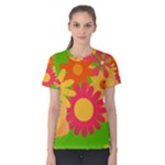 Groovy Mod Floral Women s Cotton Tee