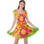 Groovy Mod Floral Cap Sleeve Dress