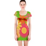 Groovy Mod Floral Short Sleeve Bodycon Dress