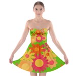 Groovy Mod Floral Strapless Bra Top Dress