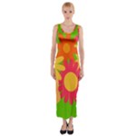 Groovy Mod Floral Fitted Maxi Dress