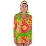 Groovy Mod Floral Women s Long Sleeve Hooded T-shirt