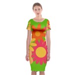 Groovy Mod Floral Classic Short Sleeve Midi Dress