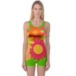 Groovy Mod Floral One Piece Boyleg Swimsuit