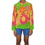 Groovy Mod Floral Kids  Long Sleeve Swimwear