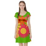 Groovy Mod Floral Short Sleeve Skater Dress