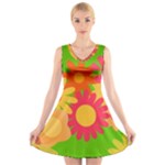 Groovy Mod Floral V-Neck Sleeveless Dress