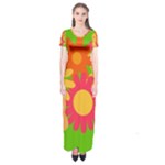 Groovy Mod Floral Short Sleeve Maxi Dress