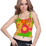 Groovy Mod Floral Spaghetti Strap Bra Top