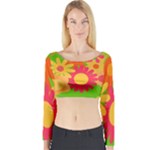 Groovy Mod Floral Long Sleeve Crop Top (Tight Fit)