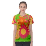 Groovy Mod Floral Women s Sport Mesh Tee